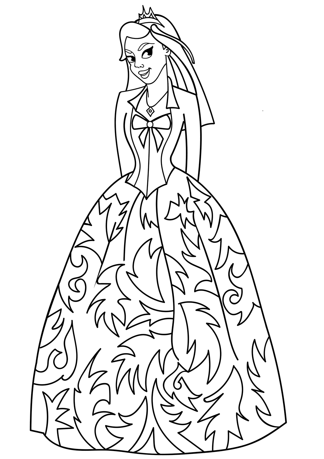 Princess Fancy Dress Coloring Page