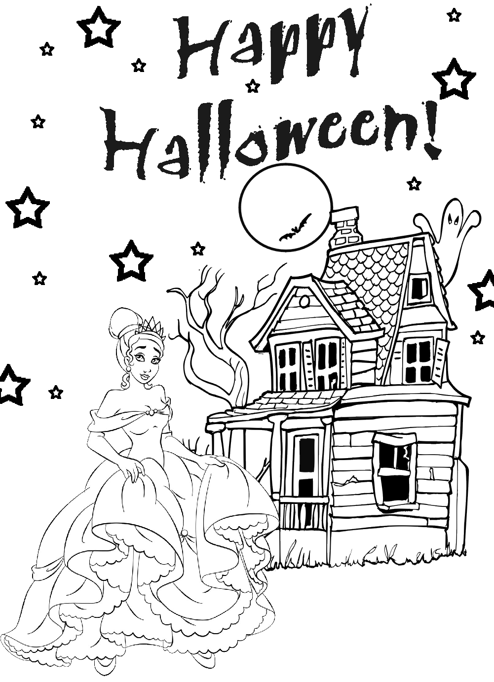 Princess Halloween For Kids Coloring Page
