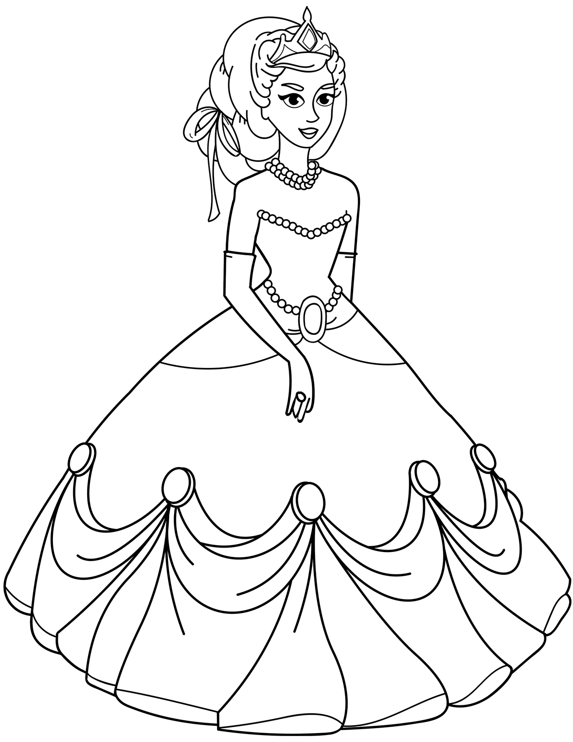Princess In Ball Gown Dress Coloring Page