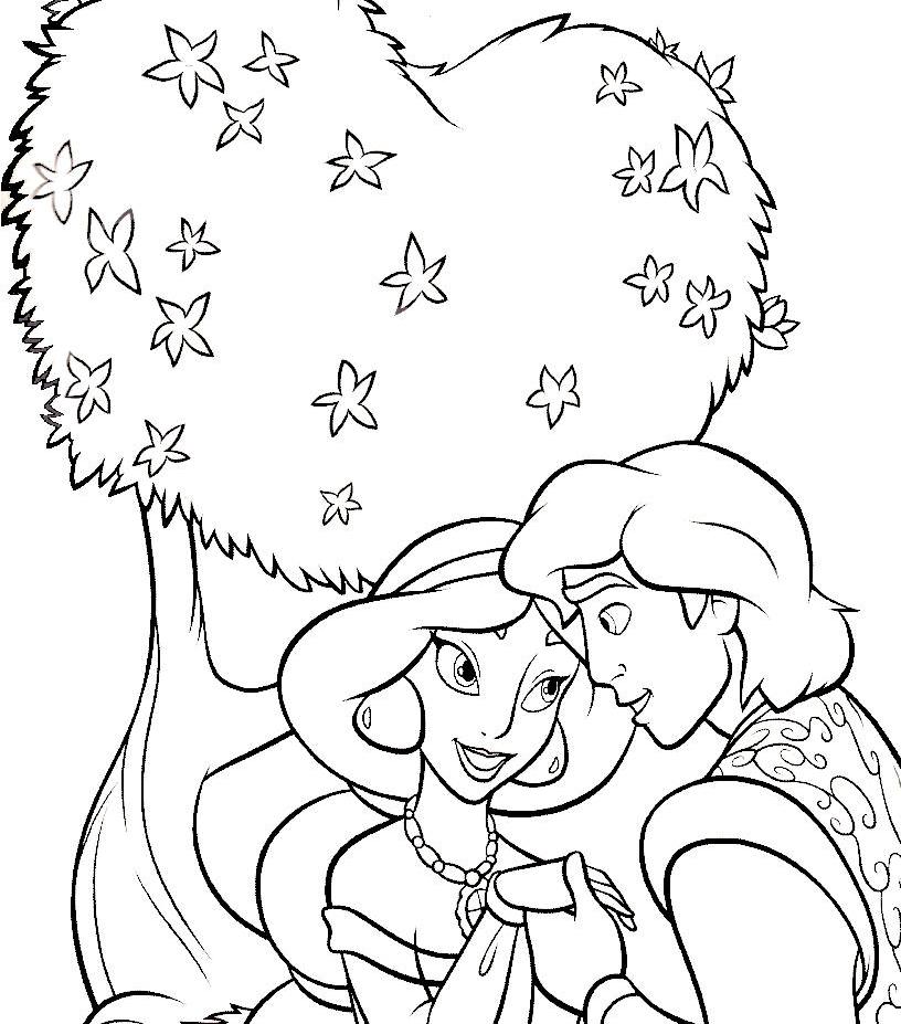 Princess Jasmine And Aladdin S0bad Coloring Page
