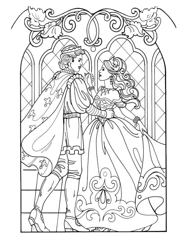 Princess Leonora and Prince Coloring Page