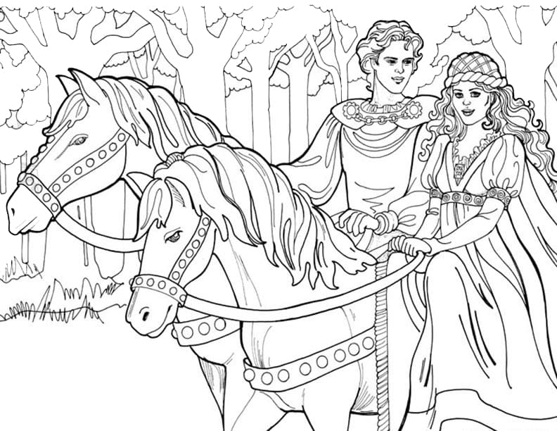 Princess Leonora Riding Horse Coloring Page