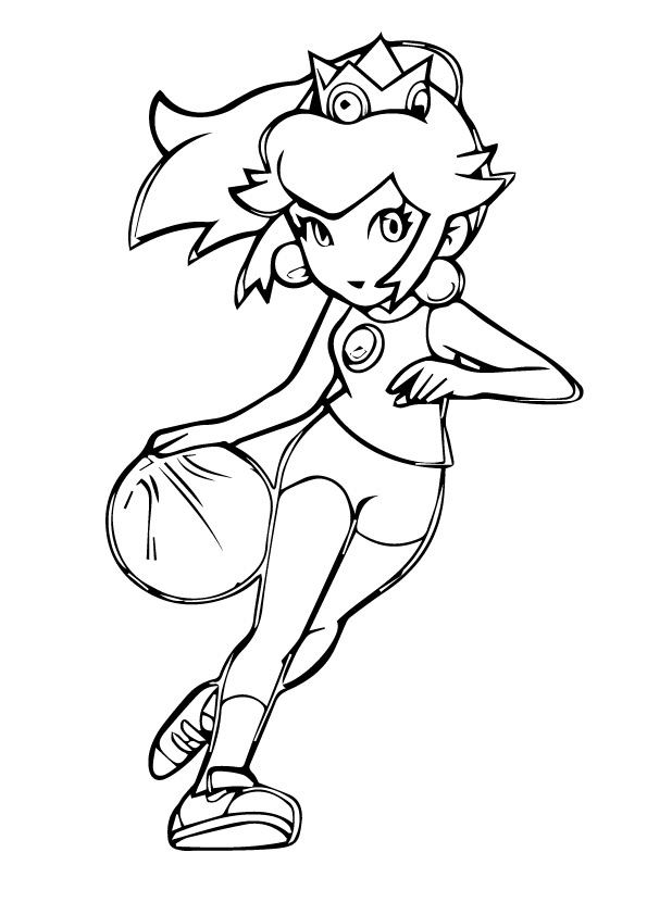 Princess Peach Playing Basketball Coloring Page