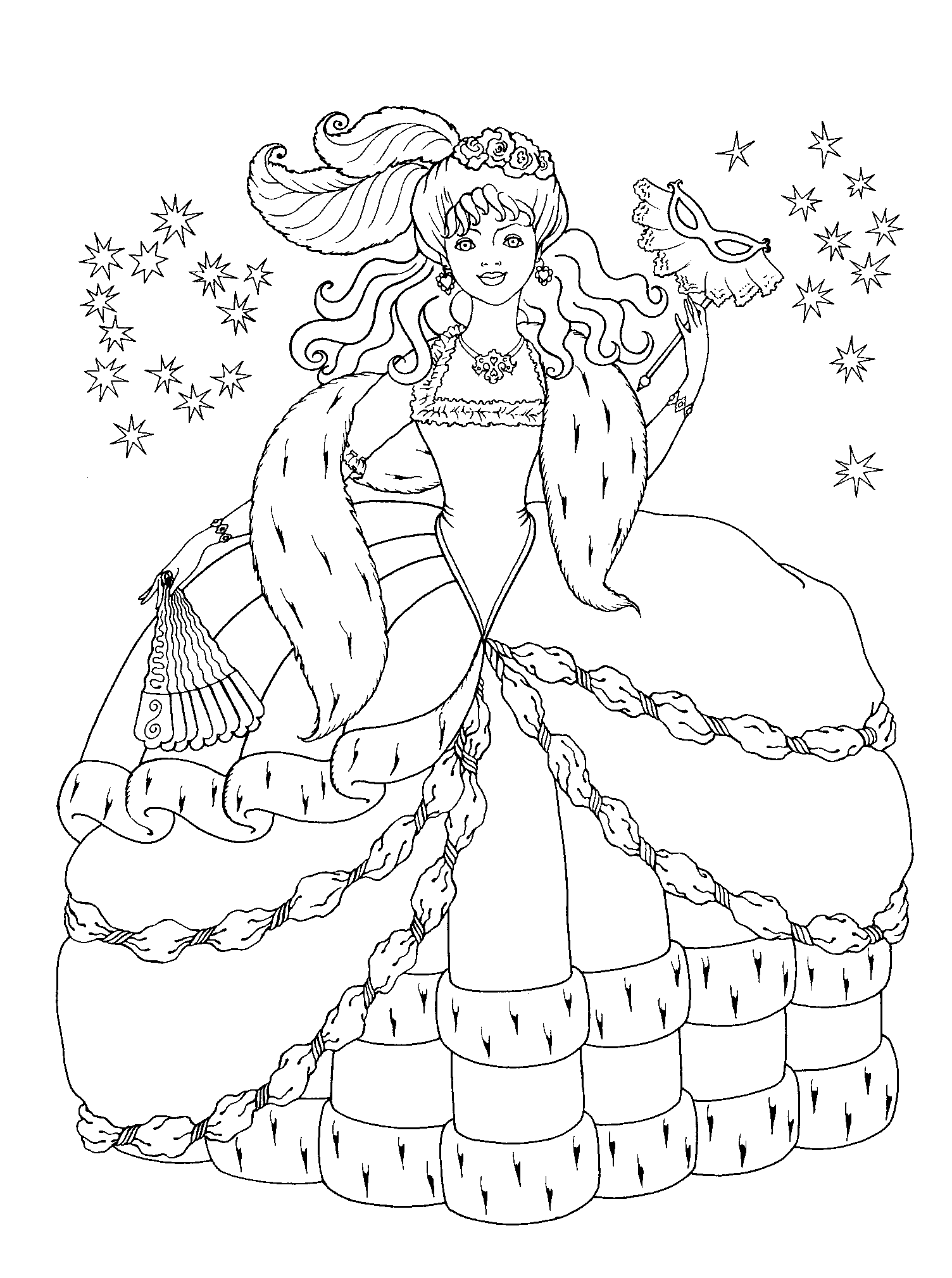 Princess Ready For Party Coloring Page