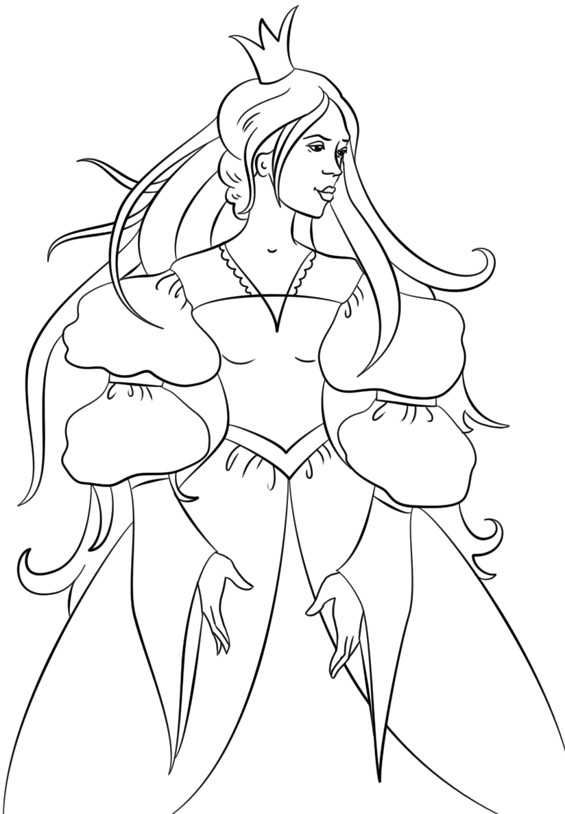 Princess With Crown Coloring Page