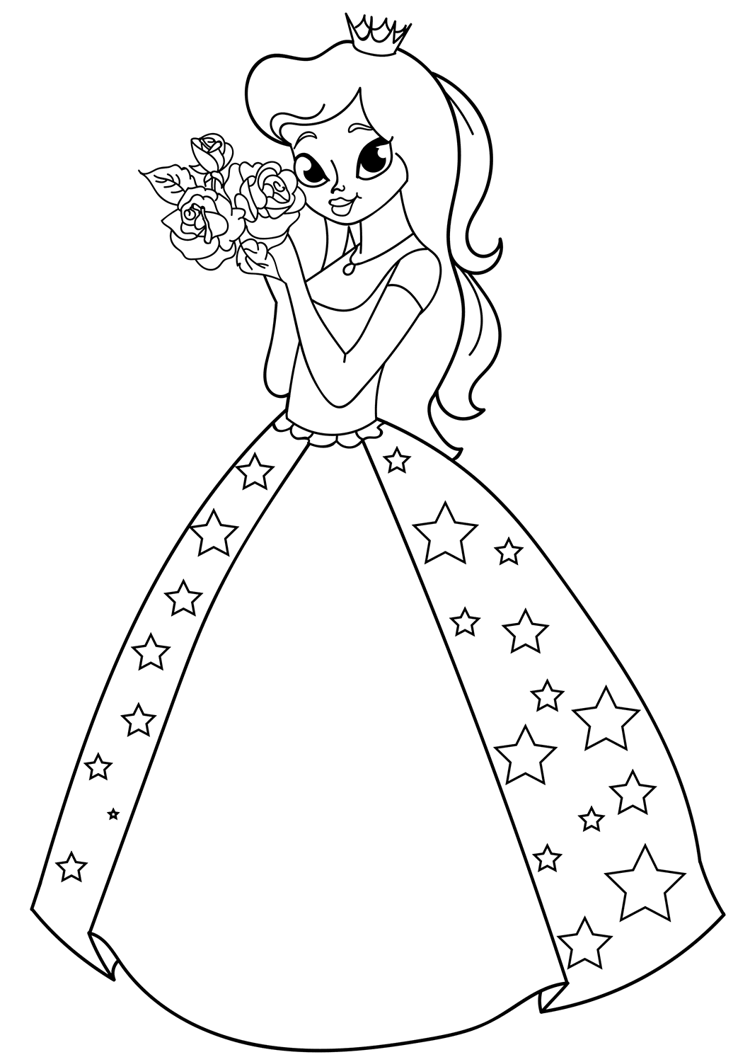 Princess With Roses Coloring Page