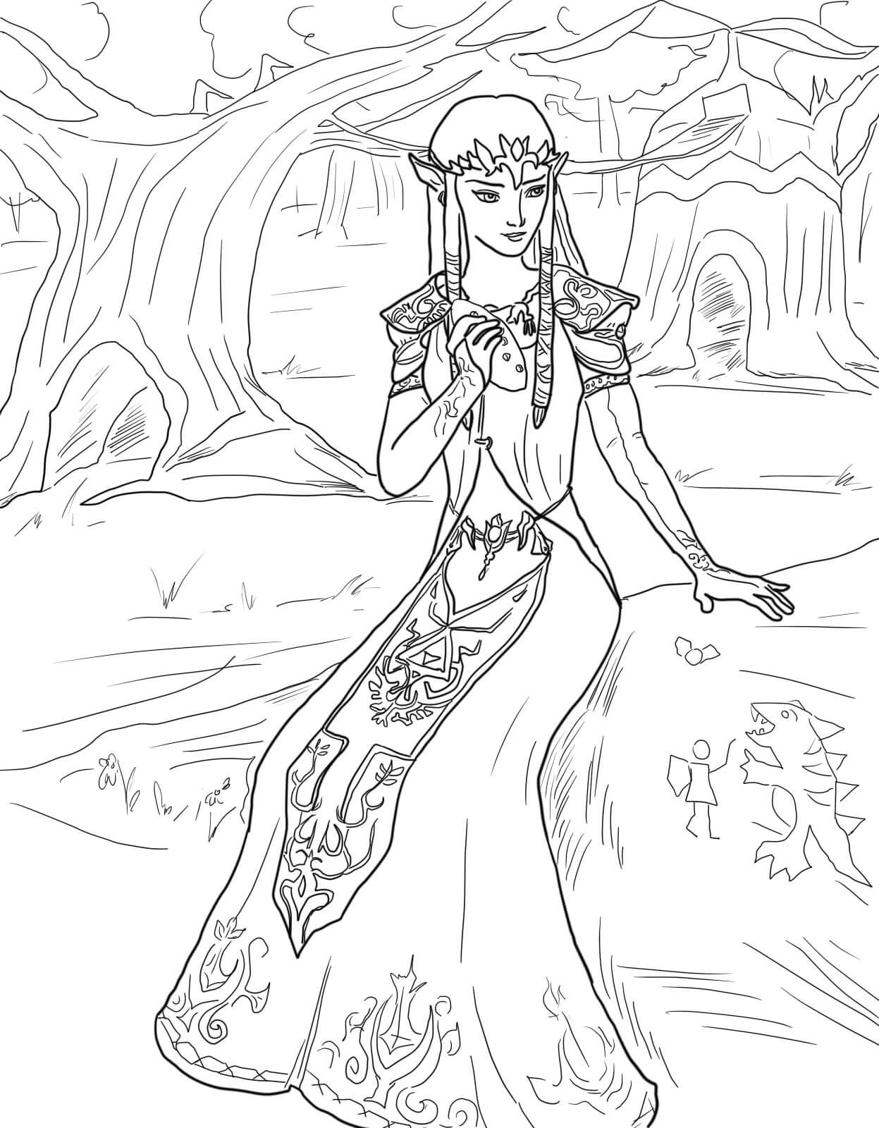 Princess Zelda Coloring Pages   Coloring Cool