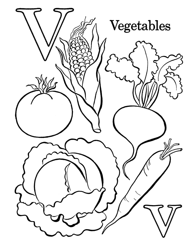 Print Free Vegetables Coloring Page