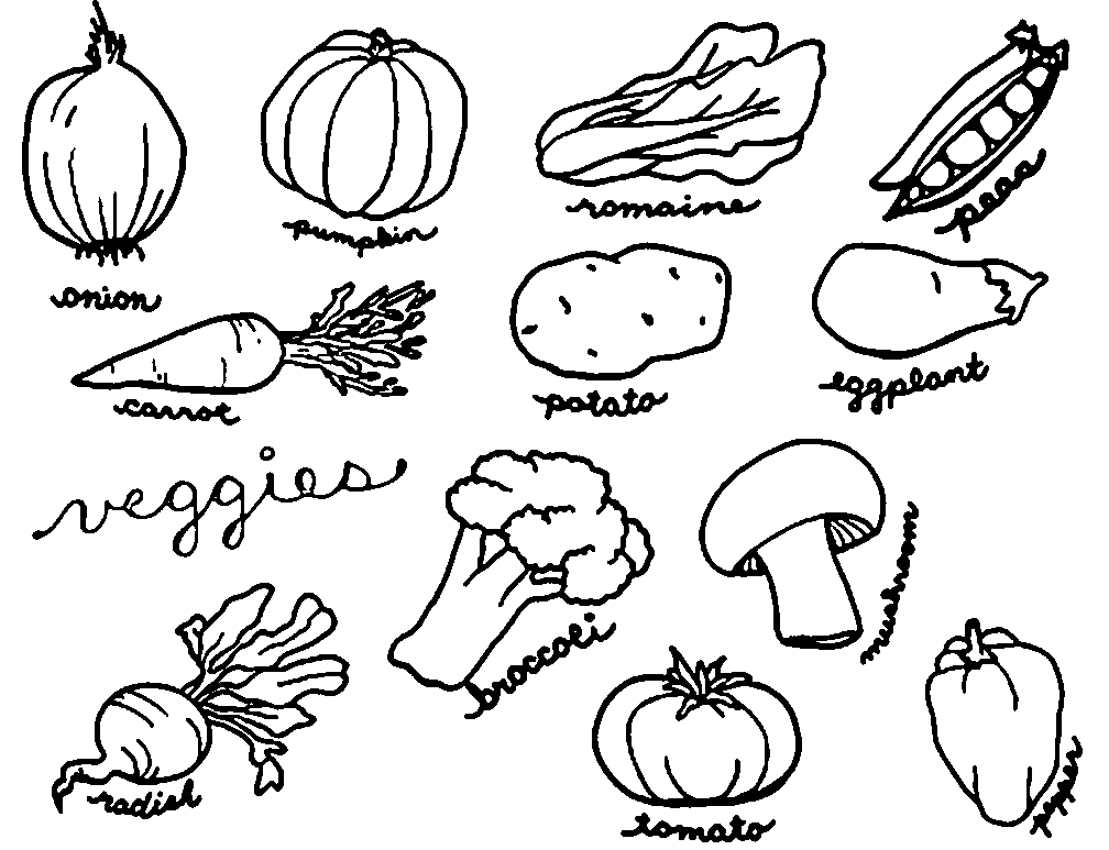 Print Vegetables Coloring Page