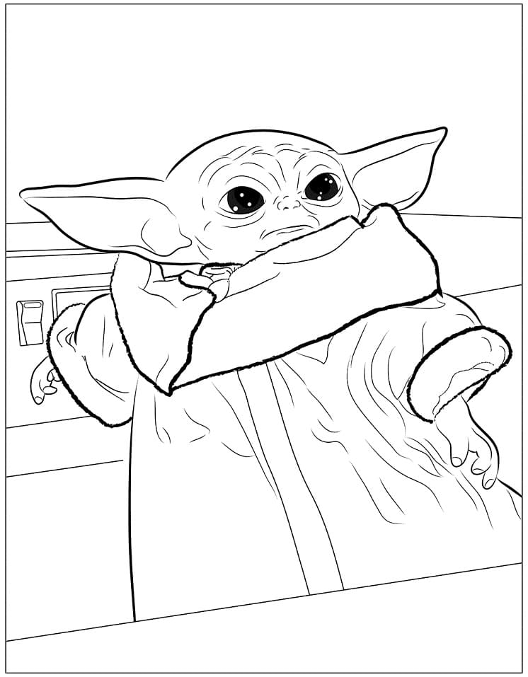 Printable Baby Yoda Coloring Page