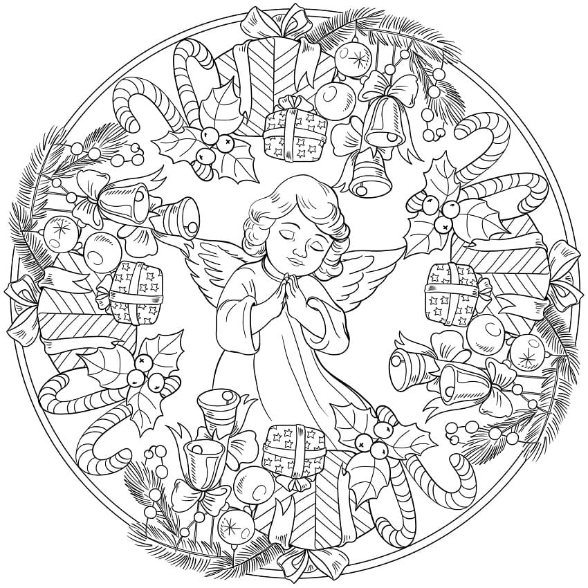 Printable Christmas Mandala Coloring Page