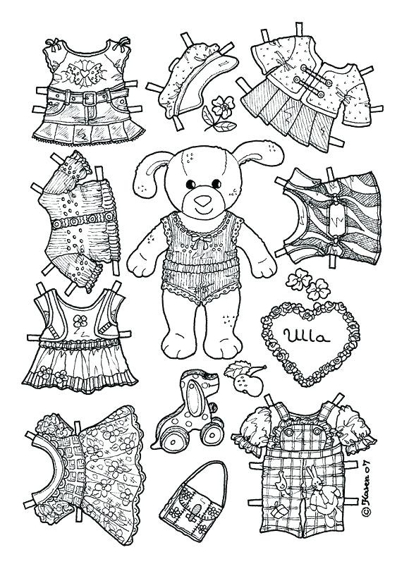 Printable Dress Up Paper Doll Bunny Coloring Page
