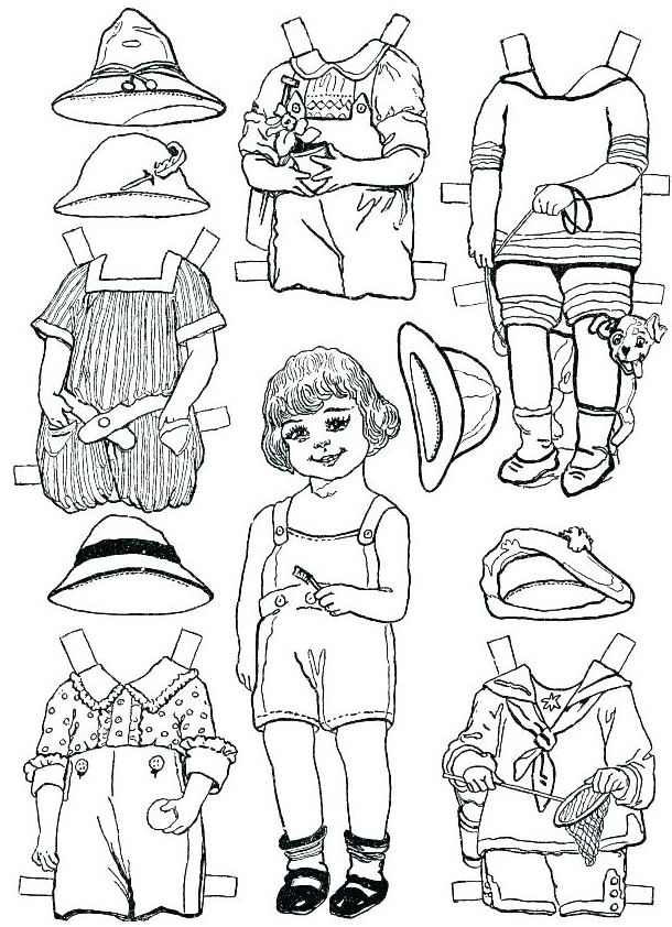 Printable Dress Up Paper Dolls Coloring Page