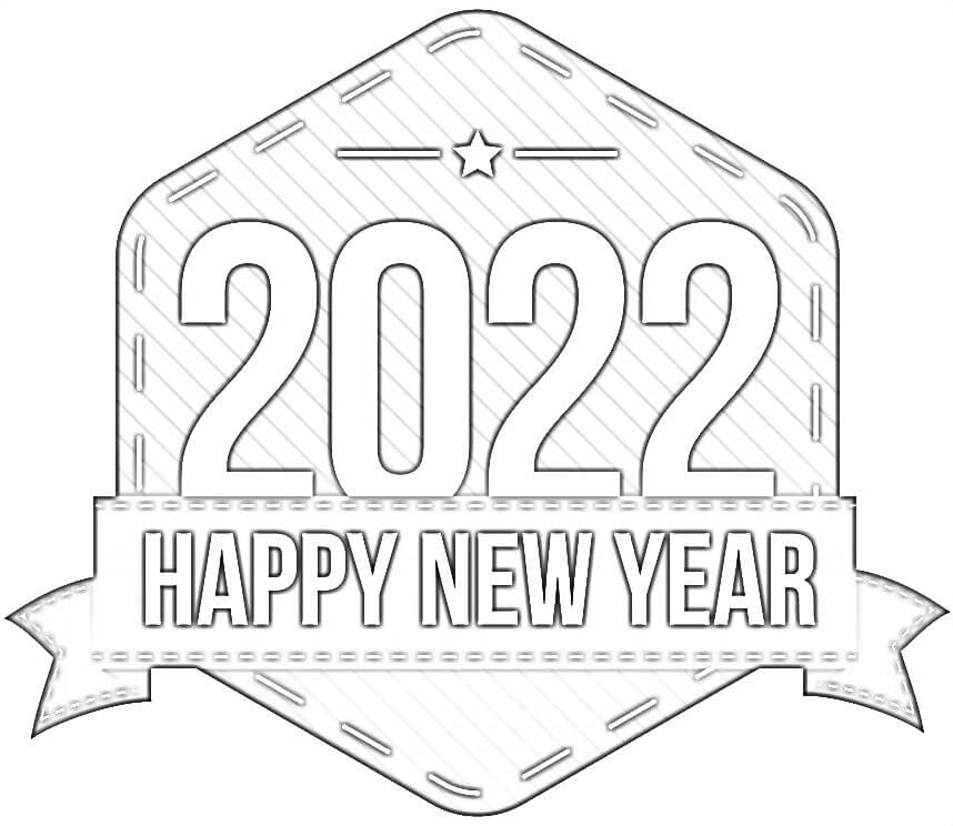Printable Happy New Year 2022 Coloring Page