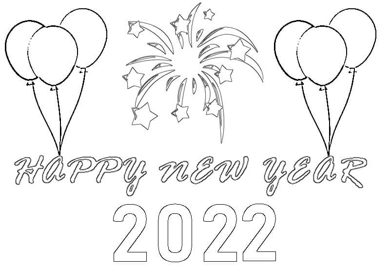 Printable New Year 2022 Coloring Page