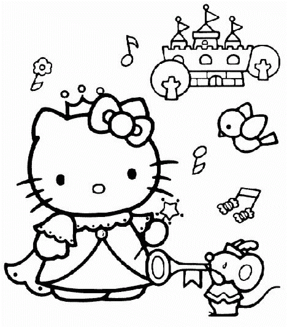 Printable S For Girls Hello Kitty Princess Coloring Page