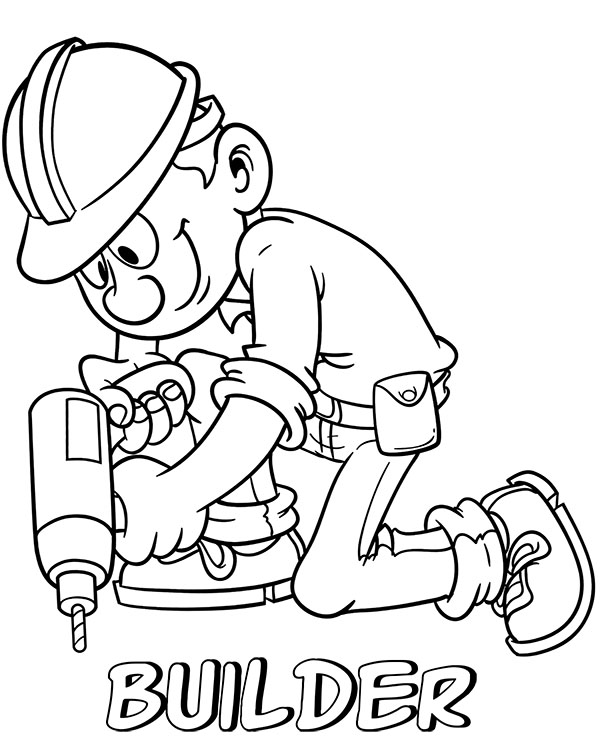 Professions Builder Drill Coloring Page