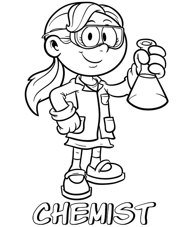 Professions Chemist Coloring Page