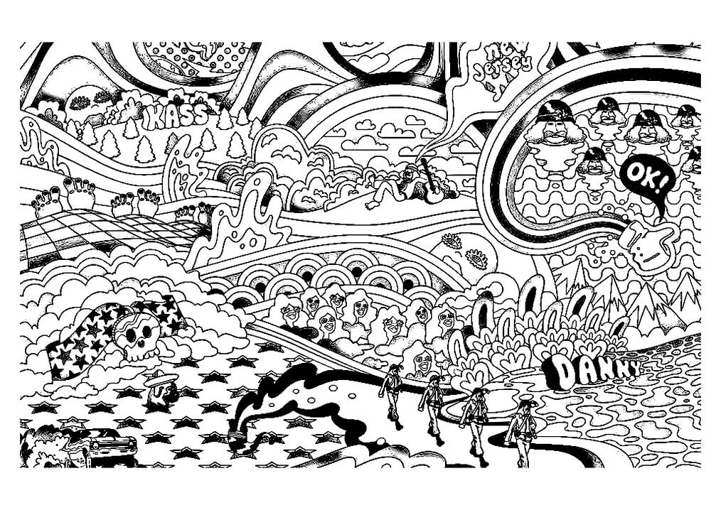 Psychedelic Landscape Coloring Page