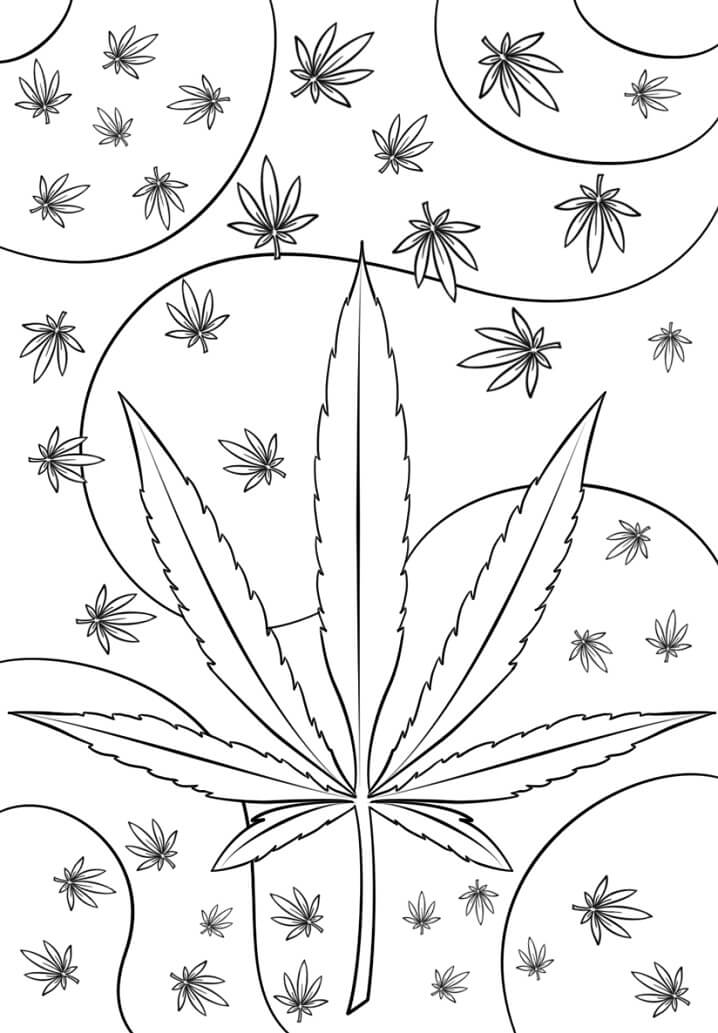 Psychedelic Weed Coloring Page