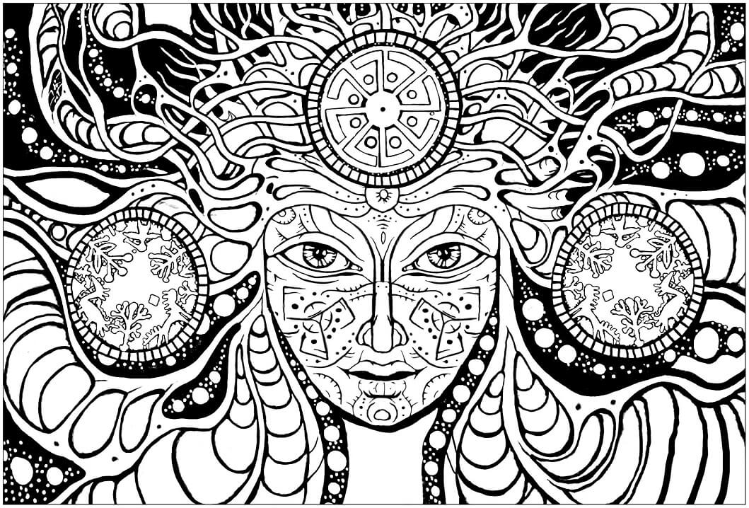 Psychedelic Woman Coloring Page