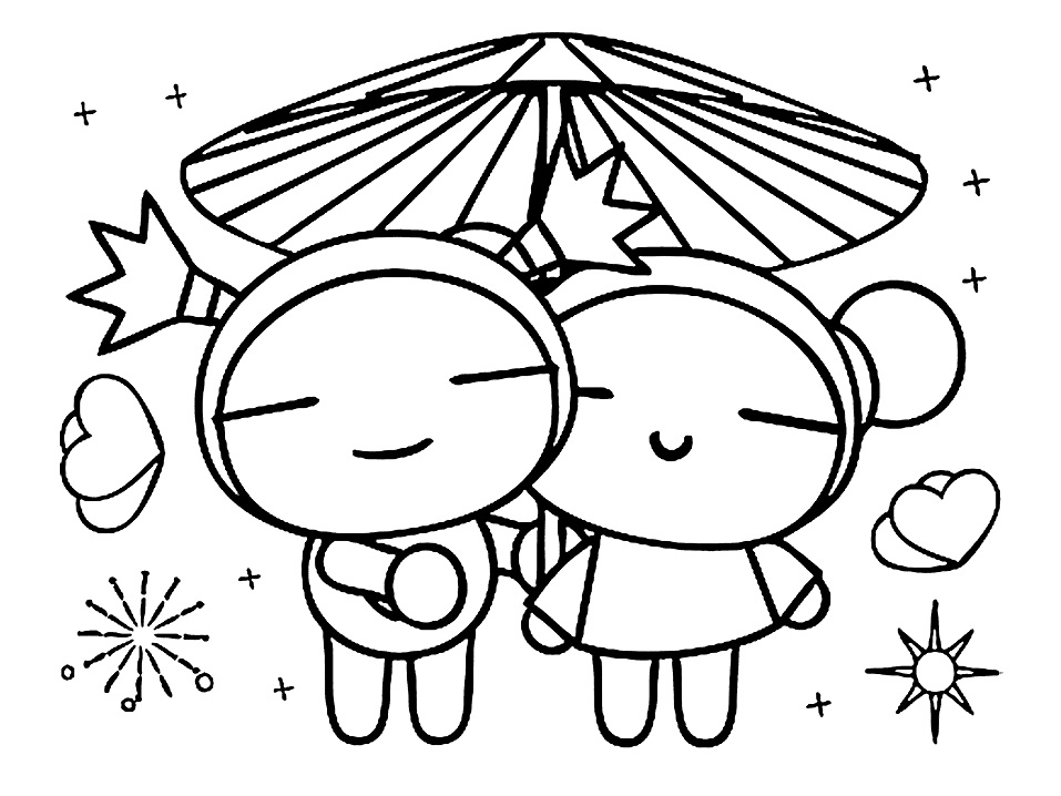 Pucca and Garu in Love Coloring Page