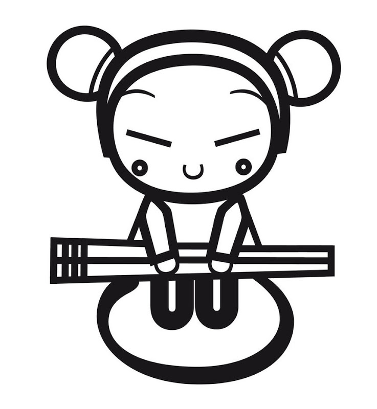 Pucca with Giant Chopstick Coloring Page