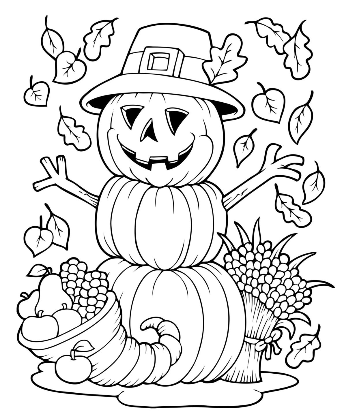 Pumpkin Fall Halloween Funny Coloring Page