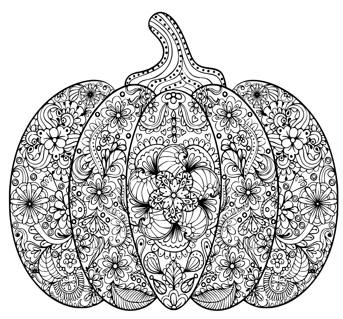 Pumpkin Illustration Hand Drawn Vegetable In Zentangle Style Tribal Totem For Tattoo Adult Coloring Page