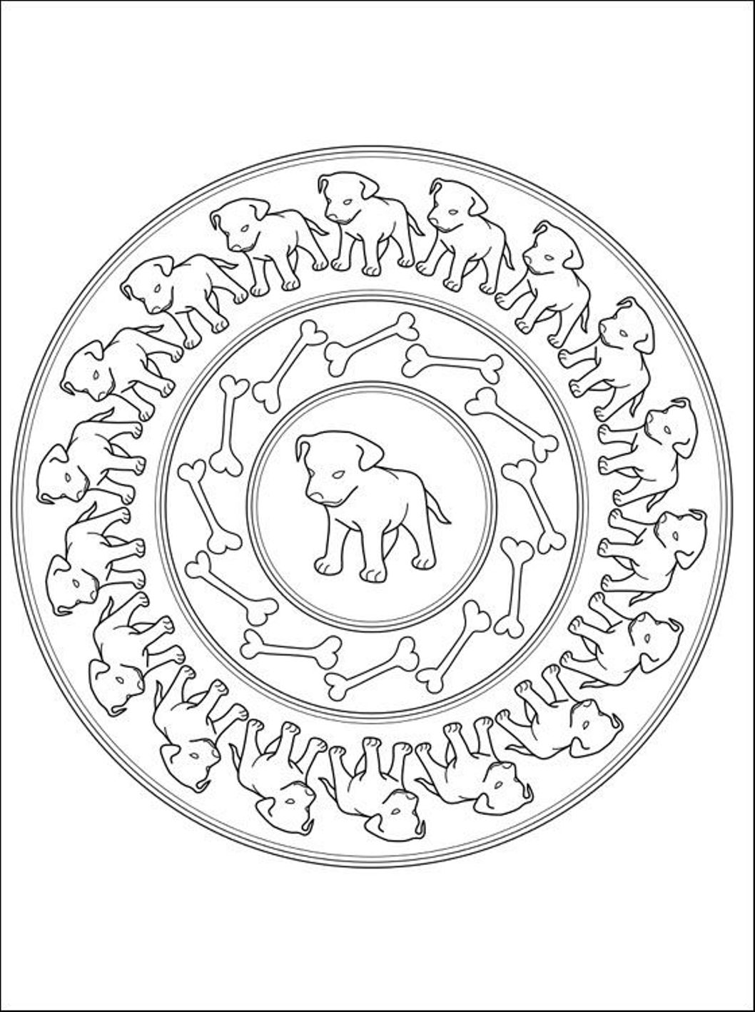 Puppies Mandala Sa6ca Coloring Page