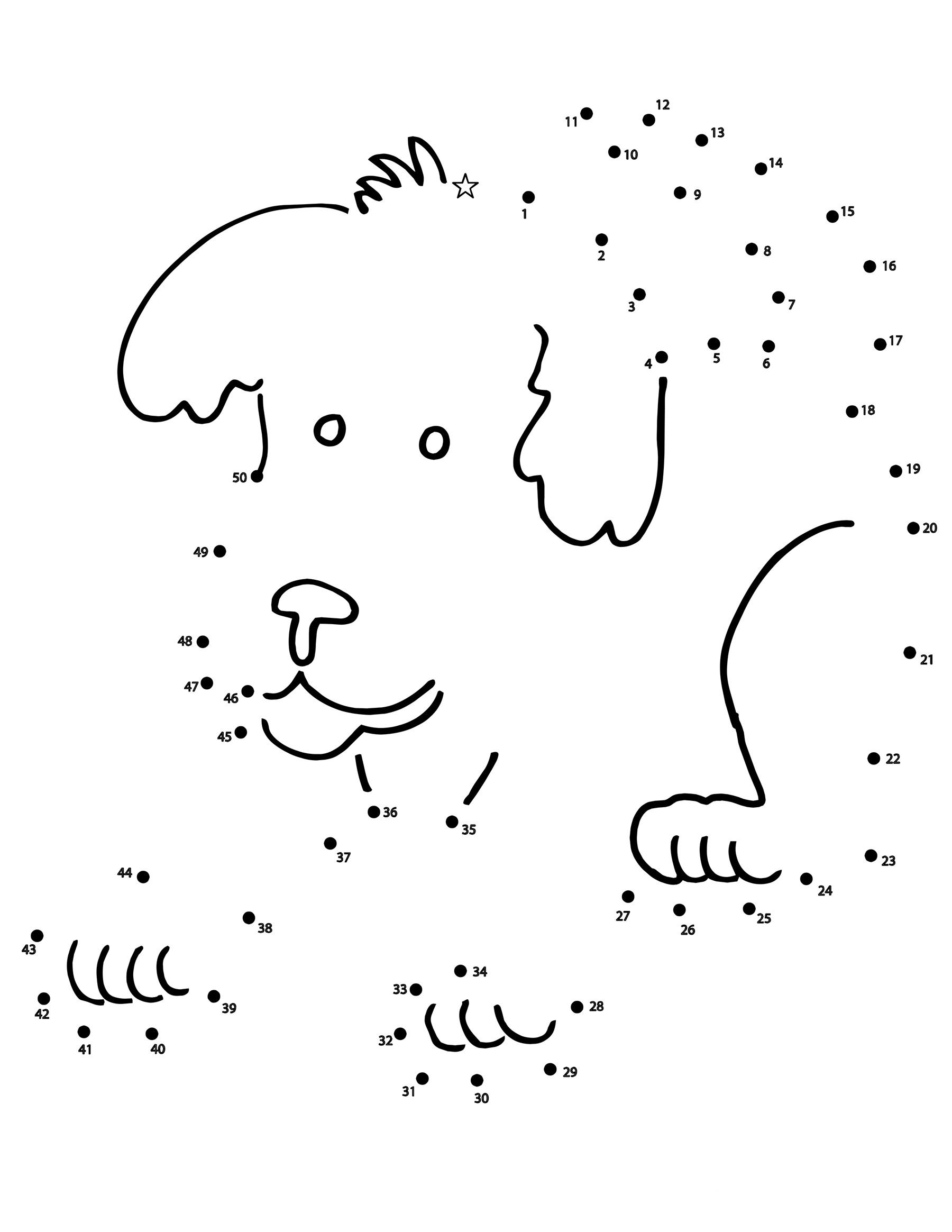 Puppy Dot To Dots Coloring Page