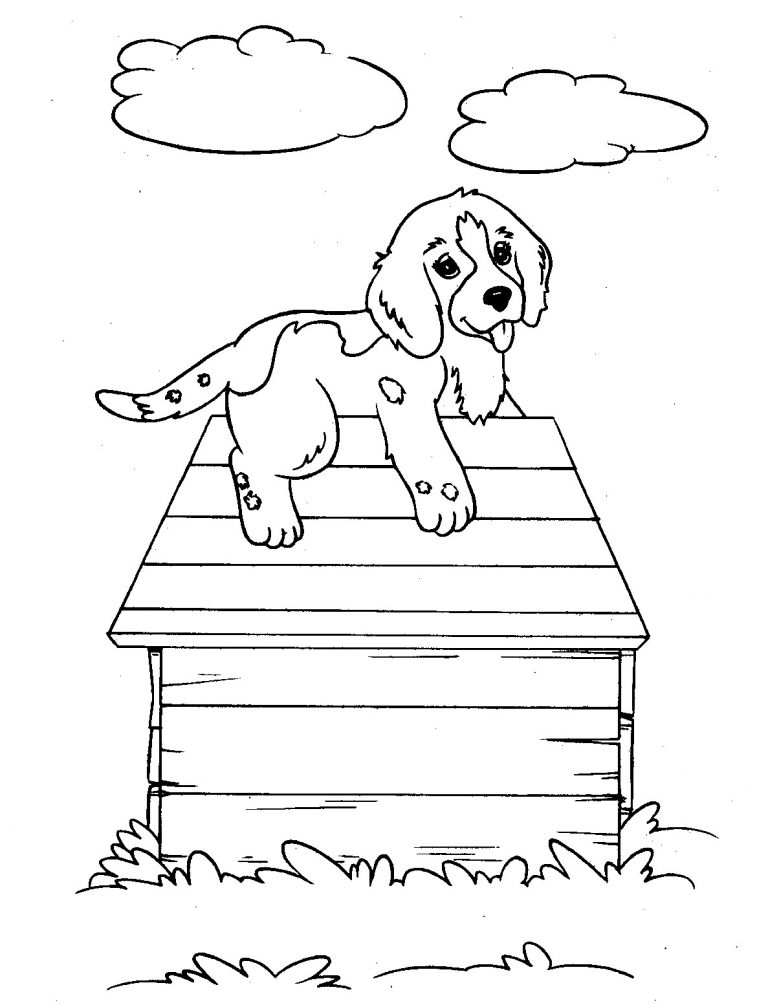 Puppy in a house Coloring Page