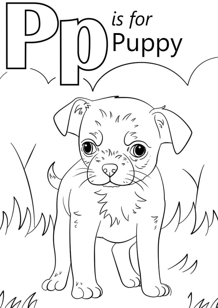 Puppy Letter P Coloring Page