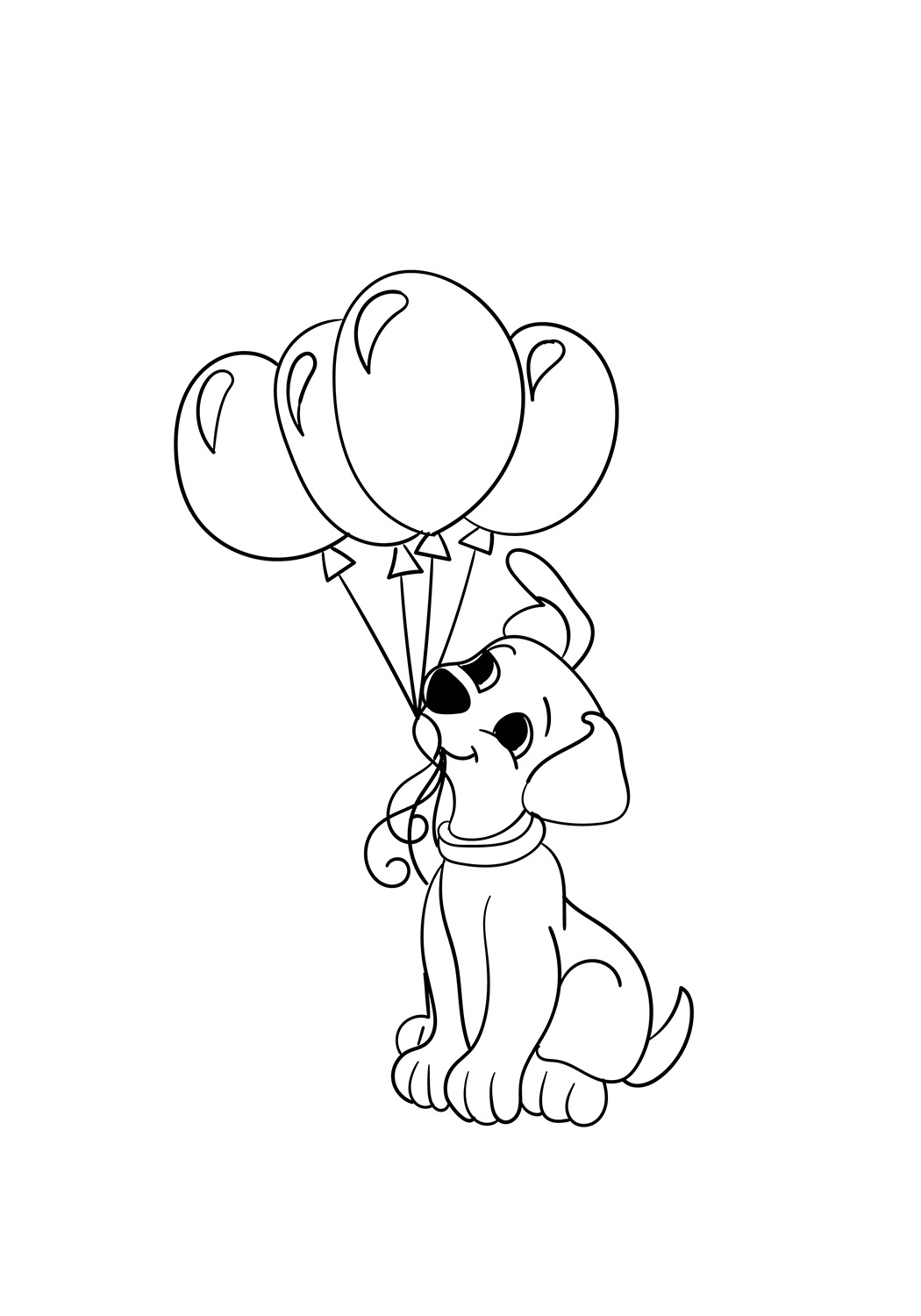 Puppy With Balloons Coloring Page
