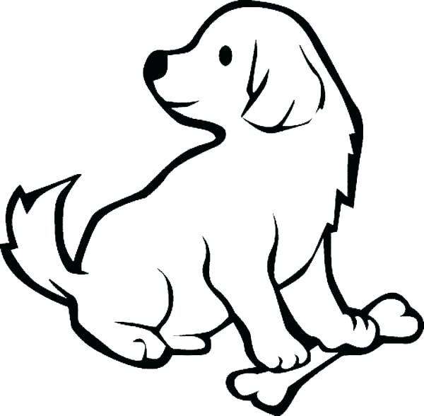 Puppy With Bone Coloring Page