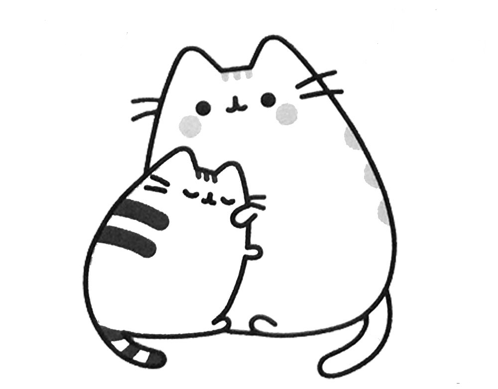 Pusheen And Mom Coloring Page