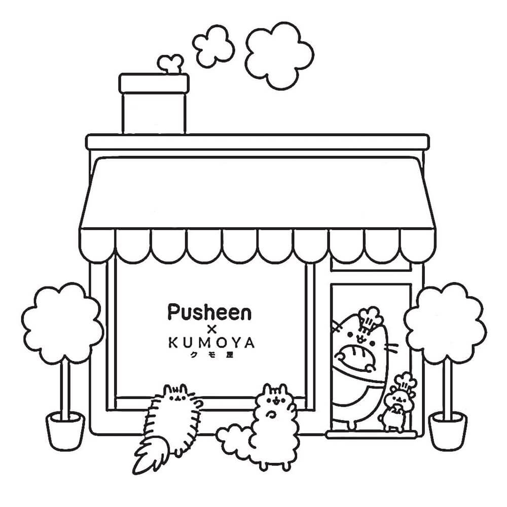 Pusheen House Coloring Page