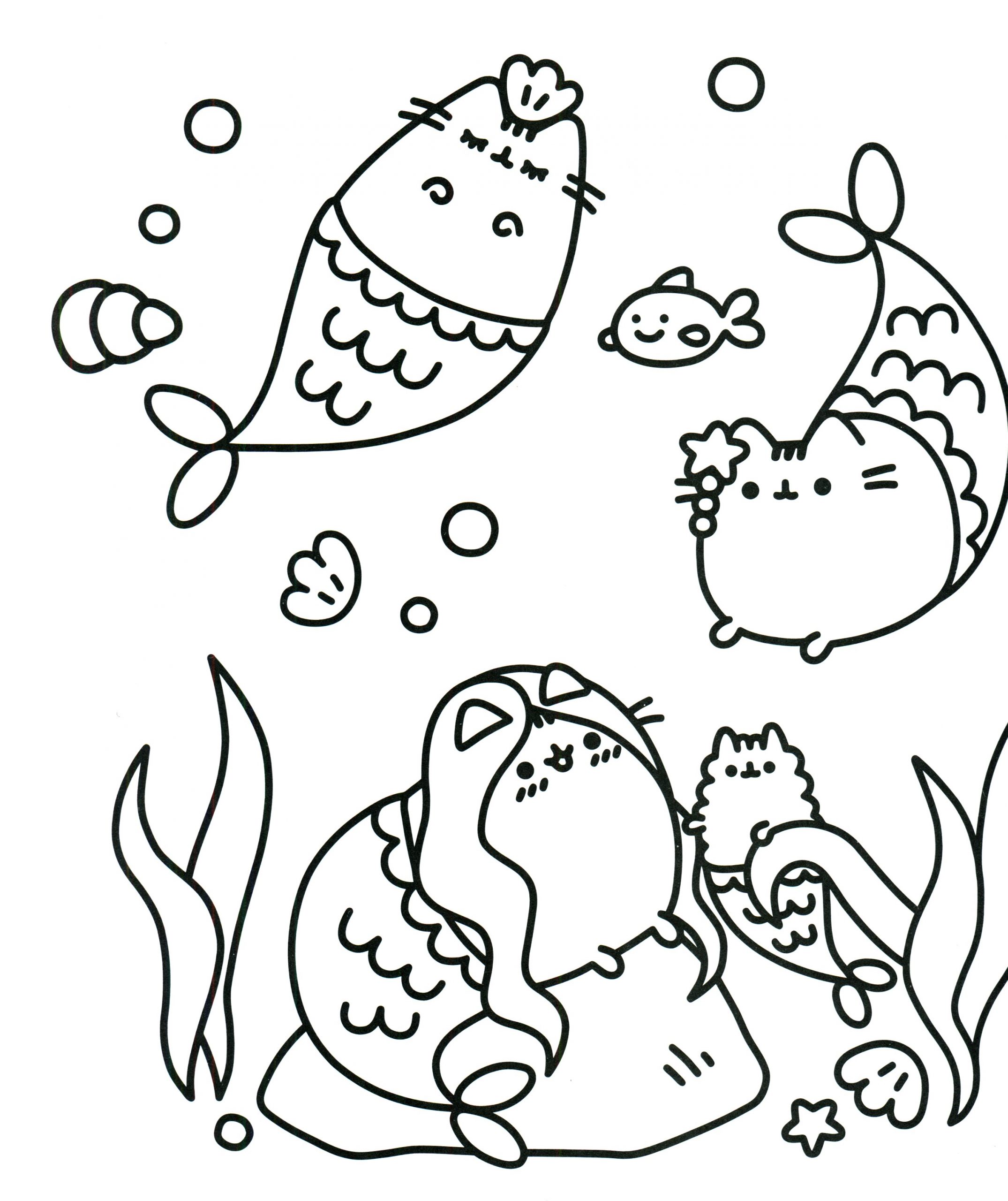 Pusheen The Mermaid Coloring Page
