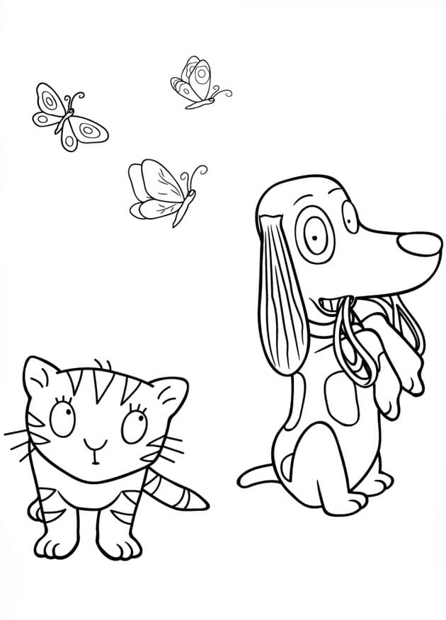 Puss and Scruff Coloring Page