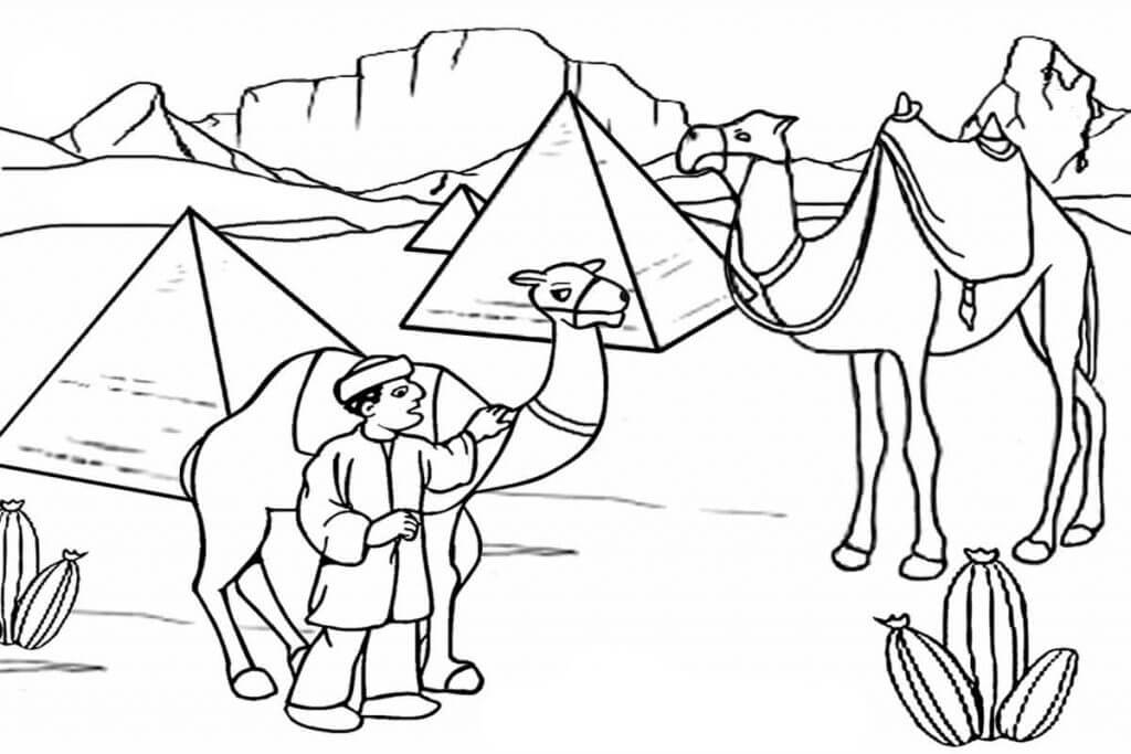 Pyramid in the Desert Coloring Page