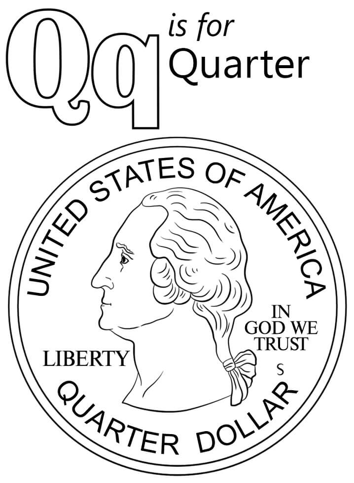 Quarter Letter Q Coloring Page