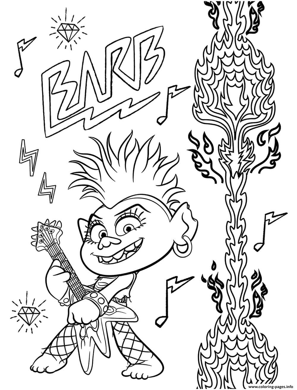 Queen Barb Trolls Coloring Page