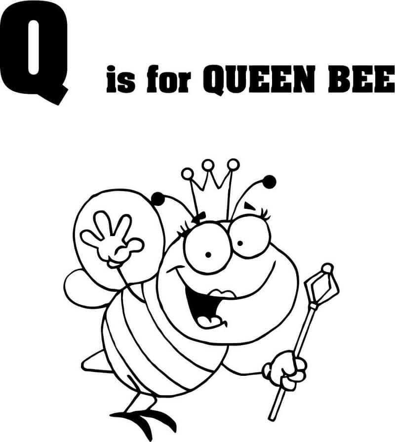 Queen Bee Letter Q Coloring Page