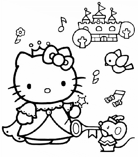 Queen Hello Kitty Coloring Page
