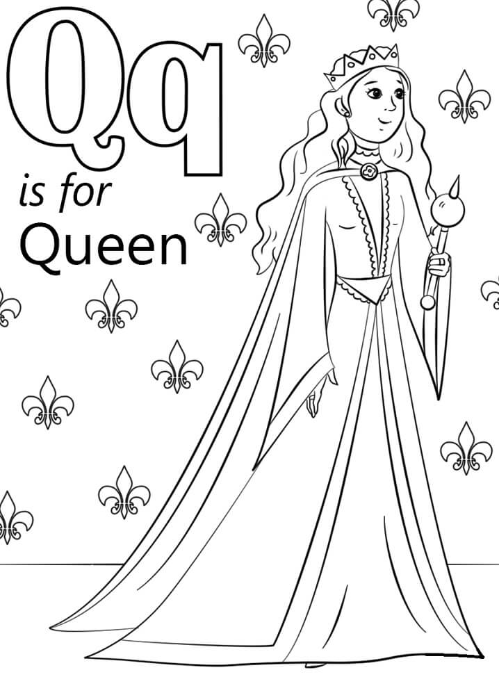 Queen Letter Q Coloring Page