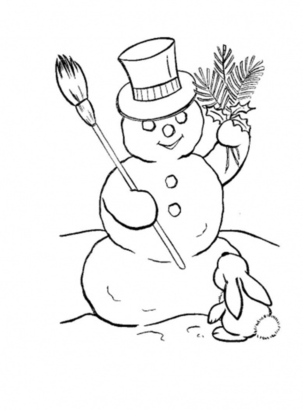 Rabbit And Snowman S To Print D615 Coloring Page