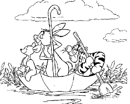 Rabbit And Tiger On An Umbrella Winnie The Pooh Pages0ac9