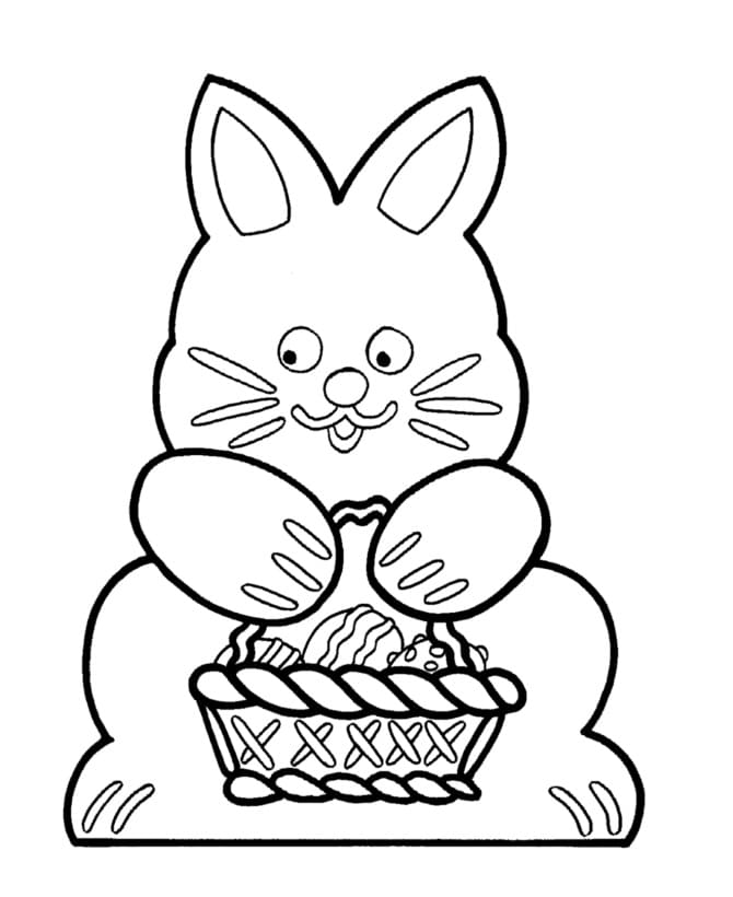 Rabbit Holding Easter Basket Coloring Page