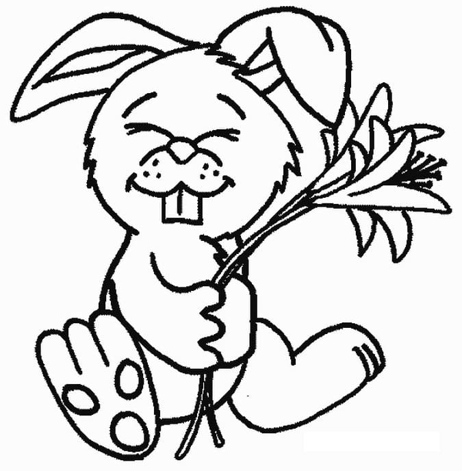 Rabbit Holding Flower Coloring Page