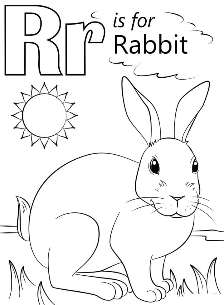 Rabbit Letter R Coloring Page